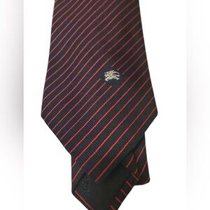 Burberry Men's Black and Red Striped Tie 3 inches thick